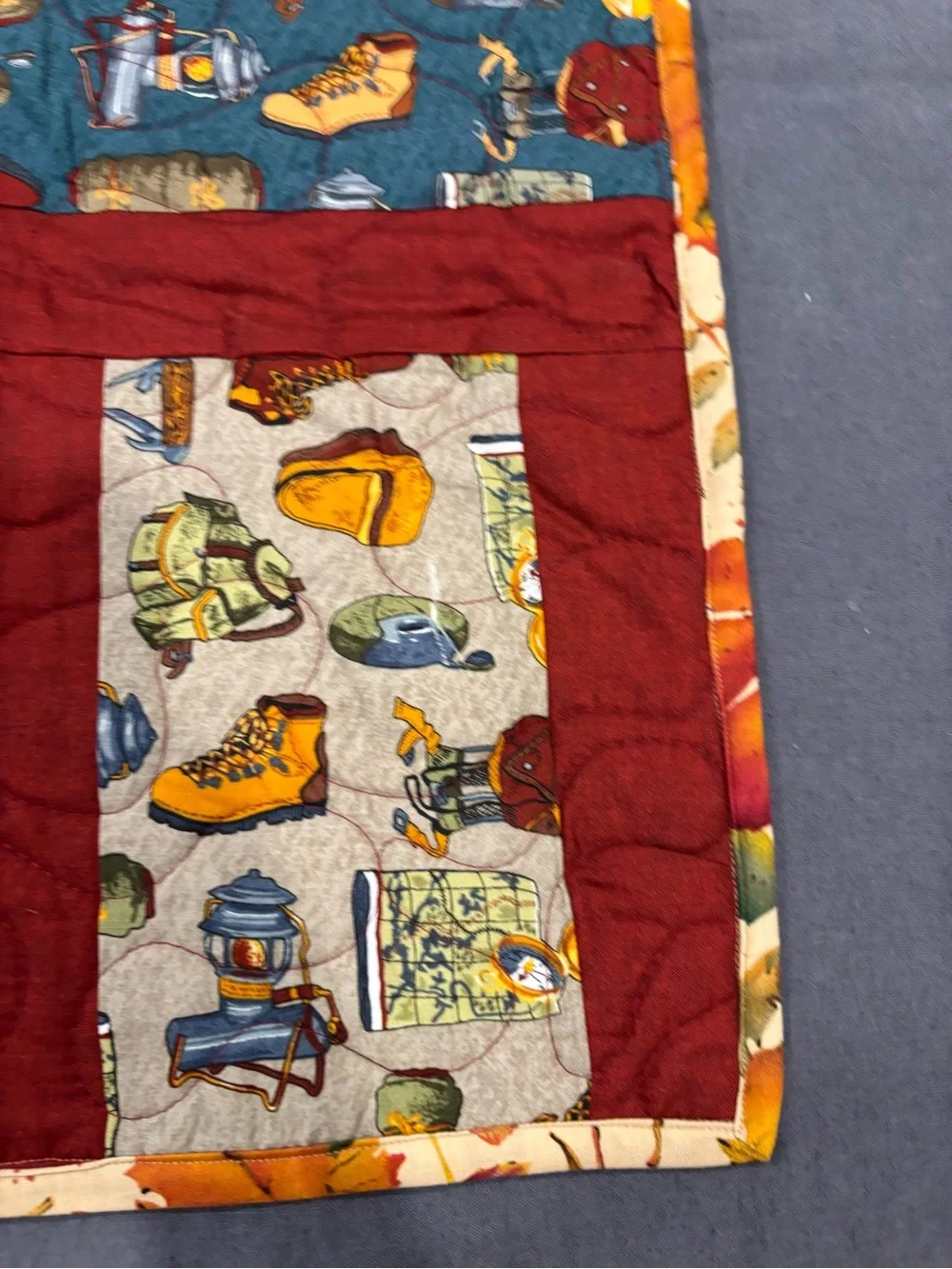Handmade Baby Toddler Boy Camping Theme Print Quilt Grandpa Core